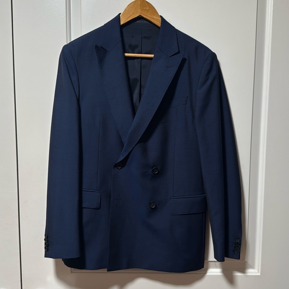 Hugo Boss wool/mohair Blue double breasted slim fit suit size 36R - Picture 1 of 7